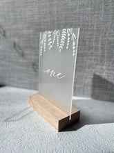 Load image into Gallery viewer, Acrylic table numbers with wooden base
