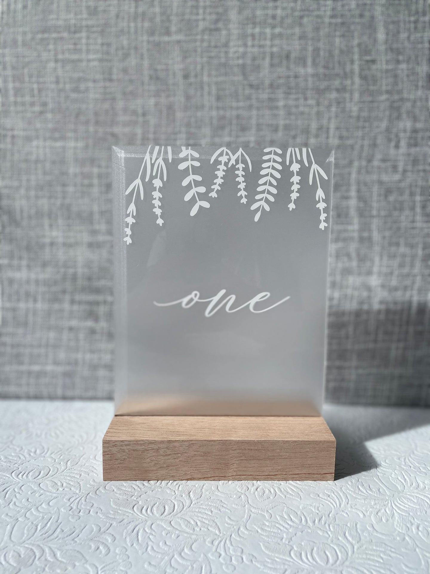 Acrylic table numbers with wooden base